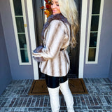 Elsa Jeweled Fur Belted Coat