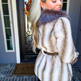 Elsa Jeweled Fur Belted Coat