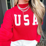 Miss Americana Cropped USA Knit Sweater