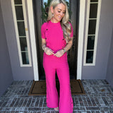 Weekend Takeover Gold Button Pink Pants