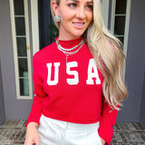 Miss Americana Cropped USA Knit Sweater