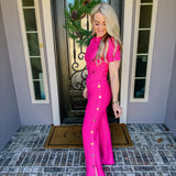 Weekend Takeover Gold Button Pink Pants