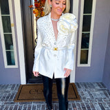 Pearl Couture 3D Rose Blazer