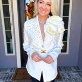 Pearl Couture 3D Rose Blazer