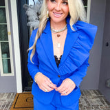 En Vogue Ruffle Blazer - Blue