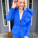 En Vogue Ruffle Blazer - Blue
