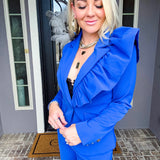 En Vogue Ruffle Blazer - Blue