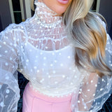 Editors Choice Polka Dot Tie Back Blouse