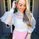 Editors Choice Polka Dot Tie Back Blouse