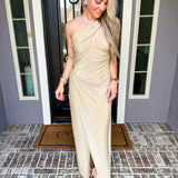 Liquid Gold One Shoulder Dress