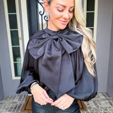 Love Letter Satin Bow Blouse