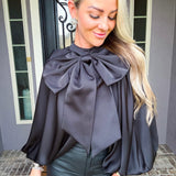 Love Letter Satin Bow Blouse