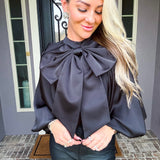 Love Letter Satin Bow Blouse