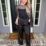 Crystal Wings Jeweled Overlay Top