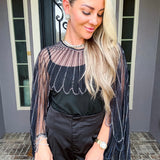 Crystal Wings Jeweled Overlay Top