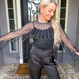 Crystal Wings Jeweled Overlay Top