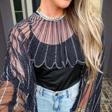 Crystal Wings Jeweled Overlay Top