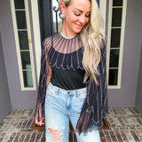 Crystal Wings Jeweled Overlay Top