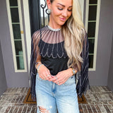 Crystal Wings Jeweled Overlay Top