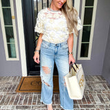 Floral Fantasy 3D Flower Blouse