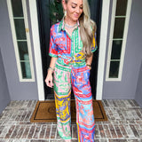 Amalfi Escape Pattern Button Up