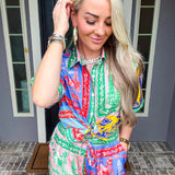 Amalfi Escape Pattern Button Up