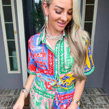 Amalfi Escape Pattern Button Up