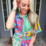 Amalfi Escape Pattern Button Up