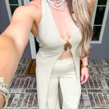 Sunset In Positano Gold Halter Duster