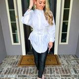 Iconic Intent Tie Detail Blouse - White