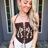 Rodeo Runway Embroidered  Corset Top