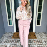 Boss In Blush Pinstripe Trousers