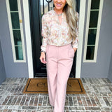 Boss In Blush Pinstripe Trousers