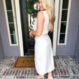 La Dolce Suede Gold Detail Skirt