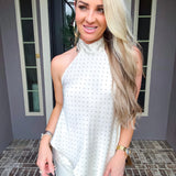Spotted In Style Open Back Polka Dot Top