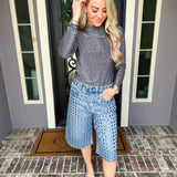 Palazzo Studded Bermuda Short