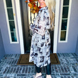 Front Page Chic Newspaper Print Trench Coat