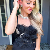 Black Rose Jeweled Top