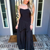 Draped In Luxury Hi-Lo Strapless Top - Black