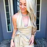 Hot Commodity Leather Halter Top