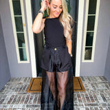 Iconic Elegance Gold Detail Top - Black