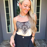 Champagne & Couture Satin Lace Top