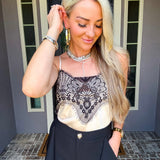 Champagne & Couture Satin Lace Top