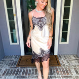 Champagne & Couture Satin Lace Skirt