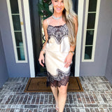 Champagne & Couture Satin Lace Skirt