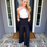 Summer Chic Wide Leg Trousers - Black