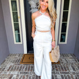 Summer Chic Wide Leg Trousers - White