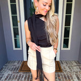 Ocean Drive One Shoulder Scarf Top - Black