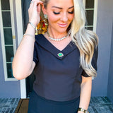 Glam Agenda Emerald Detail Top