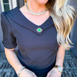 Glam Agenda Emerald Detail Top